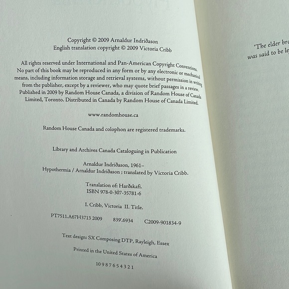 Hypothermia (A Reykjavik Murder Mystery) - Arnaldur Indridason. Hardcover. - Picture 8 of 11